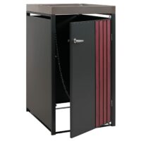 Mülltonnenbox Metall anthrazit Holzoptik mit Pflanzkasten