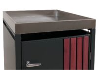 Mülltonnenbox Metall anthrazit Holzoptik mit Pflanzkasten