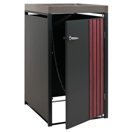 Mülltonnenbox Metall anthrazit Holzoptik mit Pflanzkasten