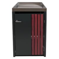 Mülltonnenbox Metall anthrazit Holzoptik mit Pflanzkasten