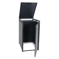 Mülltonnenbox aus Metall anthrazit in Marmor-Optik erweiterbar