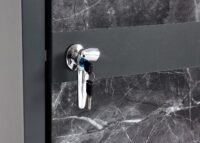 Mülltonnenbox aus Metall anthrazit in Marmor-Optik erweiterbar