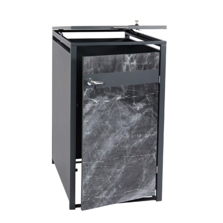 Mülltonnenbox aus Metall anthrazit in Marmor-Optik erweiterbar