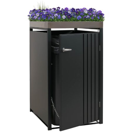 Mülltonnenbox Metall anthrazit mit Pflanzkasten 125x68x84 cm