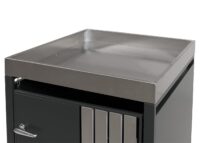 Mülltonnenbox aus Metall anthrazit mit Pflanzkasten und Edelstahl