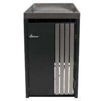 Mülltonnenbox aus Metall anthrazit mit Pflanzkasten und Edelstahl