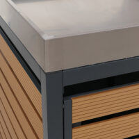 Mülltonnenbox mit Pflanzkasten aus WPC und Edelstahl Teak-Optik