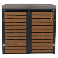 Mülltonnenbox mit Pflanzkasten aus WPC und Edelstahl Teak-Optik