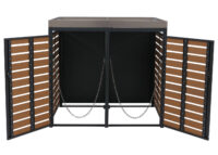 Mülltonnenbox mit Pflanzkasten aus WPC und Edelstahl Teak-Optik