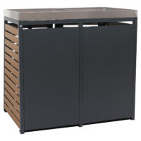 Mülltonnenbox mit Pflanzkasten aus WPC und Edelstahl Teak-Optik