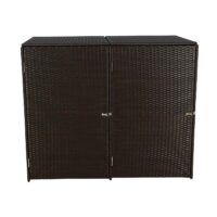 Mülltonnenbox aus Poly-Rattan braun für 2×120 Liter Tonnen wetterfest