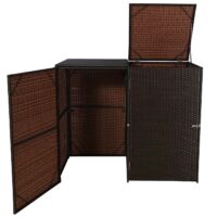 Mülltonnenbox aus Poly-Rattan braun für 2×120 Liter Tonnen wetterfest