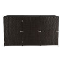 Mülltonnenbox 3er Set aus Poly-Rattan braun für 120 Liter Tonnen