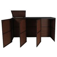 Mülltonnenbox 3er Set aus Poly-Rattan braun für 120 Liter Tonnen