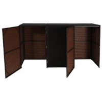 Mülltonnenbox 3er Set aus Poly-Rattan braun für 120 Liter Tonnen
