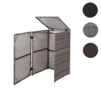 Mülltonnenbox aus Poly-Rattan grau für 120 Liter Mülltonnen
