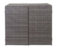 Mülltonnenbox aus Poly-Rattan grau für 2×120 Liter Tonnen