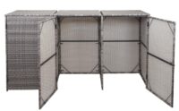 Mülltonnenbox für 3×120 Liter aus Poly-Rattan grau wetterfest