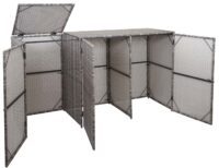 Mülltonnenbox für 3×120 Liter aus Poly-Rattan grau wetterfest