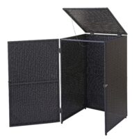 Mülltonnenbox aus Poly-Rattan schwarz für 120 Liter Mülltonnen