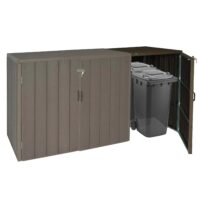 Premium Mülltonnenbox aus Metall in brauner Holzoptik für 1 bis 2 Tonnen