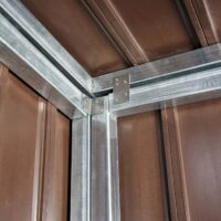 Premium Mülltonnenbox aus Metall in brauner Holzoptik für 1 bis 2 Tonnen