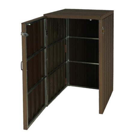 Premium Mülltonnenbox XL aus Metall in brauner Holzoptik erweiterbar