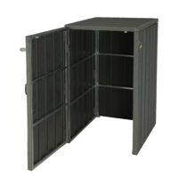 Premium Mülltonnenbox XL aus WPC und Metall grau in Holzoptik erweiterbar