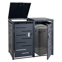 Mülltonnenbox aus Stahl anthrazit für 2 Tonnen erweiterbar