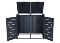 Mülltonnenbox aus Stahl anthrazit für 2 Tonnen erweiterbar