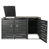 Mülltonnenbox aus Stahl anthrazit als 3er Mülltonnenverkleidung