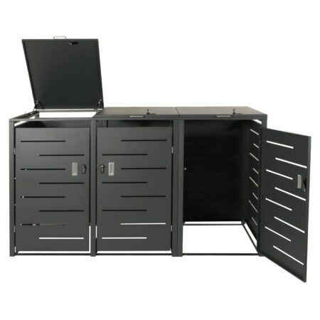 Mülltonnenbox aus Stahl anthrazit als 3er Mülltonnenverkleidung