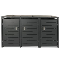 Mülltonnenbox aus Stahl anthrazit als 3er Mülltonnenverkleidung