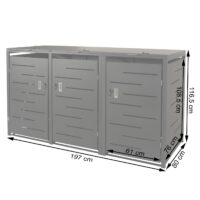 Mülltonnenbox aus Stahl anthrazit als 3er Mülltonnenverkleidung