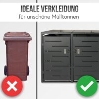 Mülltonnenbox aus Stahl anthrazit als 3er Mülltonnenverkleidung