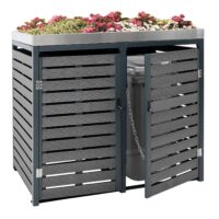 Mülltonnenbox mit Pflanzkasten aus WPC und Edelstahl anthrazit