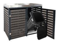 Mülltonnenbox mit Pflanzkasten aus WPC und Edelstahl anthrazit