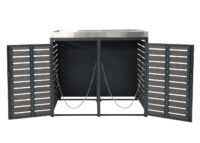 Mülltonnenbox mit Pflanzkasten aus WPC und Edelstahl anthrazit