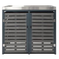 Mülltonnenbox mit Pflanzkasten aus WPC und Edelstahl anthrazit