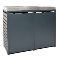 Mülltonnenbox mit Pflanzkasten aus WPC und Edelstahl anthrazit