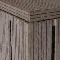 Große Mülltonnenbox aus WPC und Metall grau in Holzoptik erweiterbar