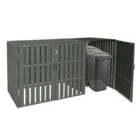 WPC Mülltonnenbox XL Erweiterung aus Metall in anthraziter Holzoptik