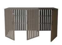 Mülltonnenbox XL Erweiterung aus Metall in brauner Holzoptik für 1–2 Tonnen