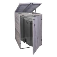 XL Mülltonnenbox aus Holz anthrazit-grau erweiterbar im 2er Set