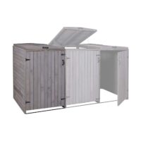 XL Mülltonnenbox aus Holz anthrazit-grau erweiterbar im 2er Set