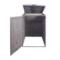 XL Mülltonnenbox aus Holz anthrazit-grau erweiterbar im 2er Set