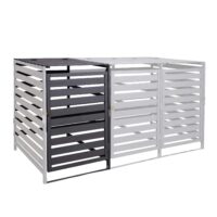 XL Mülltonnenbox aus Massivholz anthrazit erweiterbar für 1–2 Tonnen