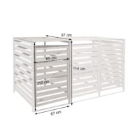 Mülltonnenbox XL aus Massivholz hellgrau erweiterbar 114x67x97 cm