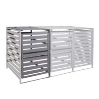 Mülltonnenbox XL aus Massivholz hellgrau erweiterbar 114x67x97 cm