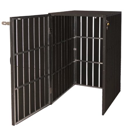 Mülltonnenbox XL anthrazit aus Metall mit Holzoptik erweiterbar